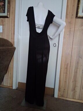 Marina Black Backless Evening Dress with Sequin Detail Size 6